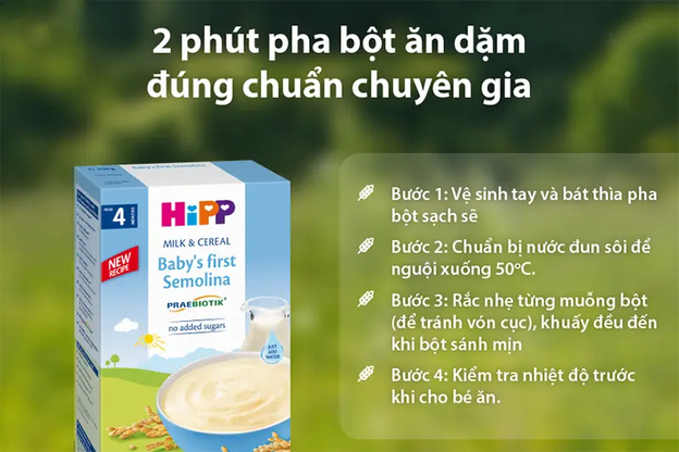 Bột ăn dặm HiPP cung cấp đầy đủ dưỡng chất cho bé tập ăn